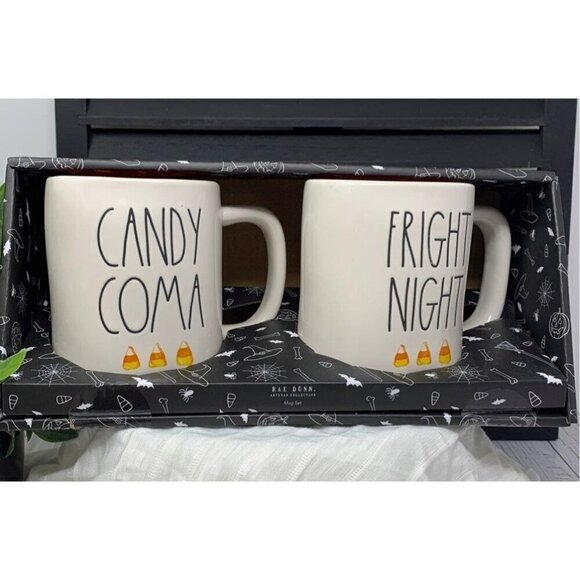 Rae Dunn HALLOWEEN Mug Set Ceramic Cup Magenta Farmhouse Candy Corn Fright Night - Picture 10 of 11